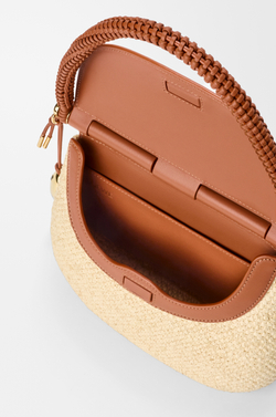 Loewe Средняя сумка Pescador из рафии и телячьей кожи, натуральный/коричневый