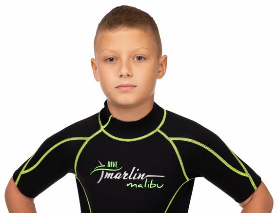 Гидрокостюм детский Marlin Malibu Shorty Junior зелено/черный 2,5 мм