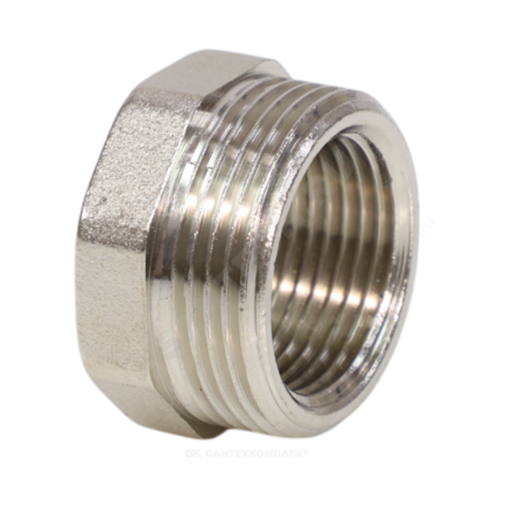 Футорка латунь никель Ду 32х15 (1 1/4"х1/2") НР/ВР VALFEX VF.581.N.114.012