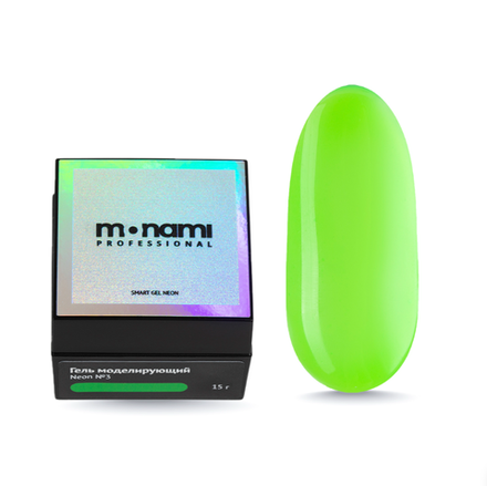 Monami Smart Neon Gel - Гель жесткий моделирующий Зеленый лайм 03, 15гр