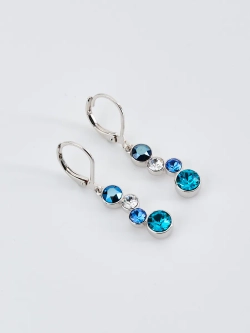 Серьги-подвески Эльза с синими кристаллами Swarovski