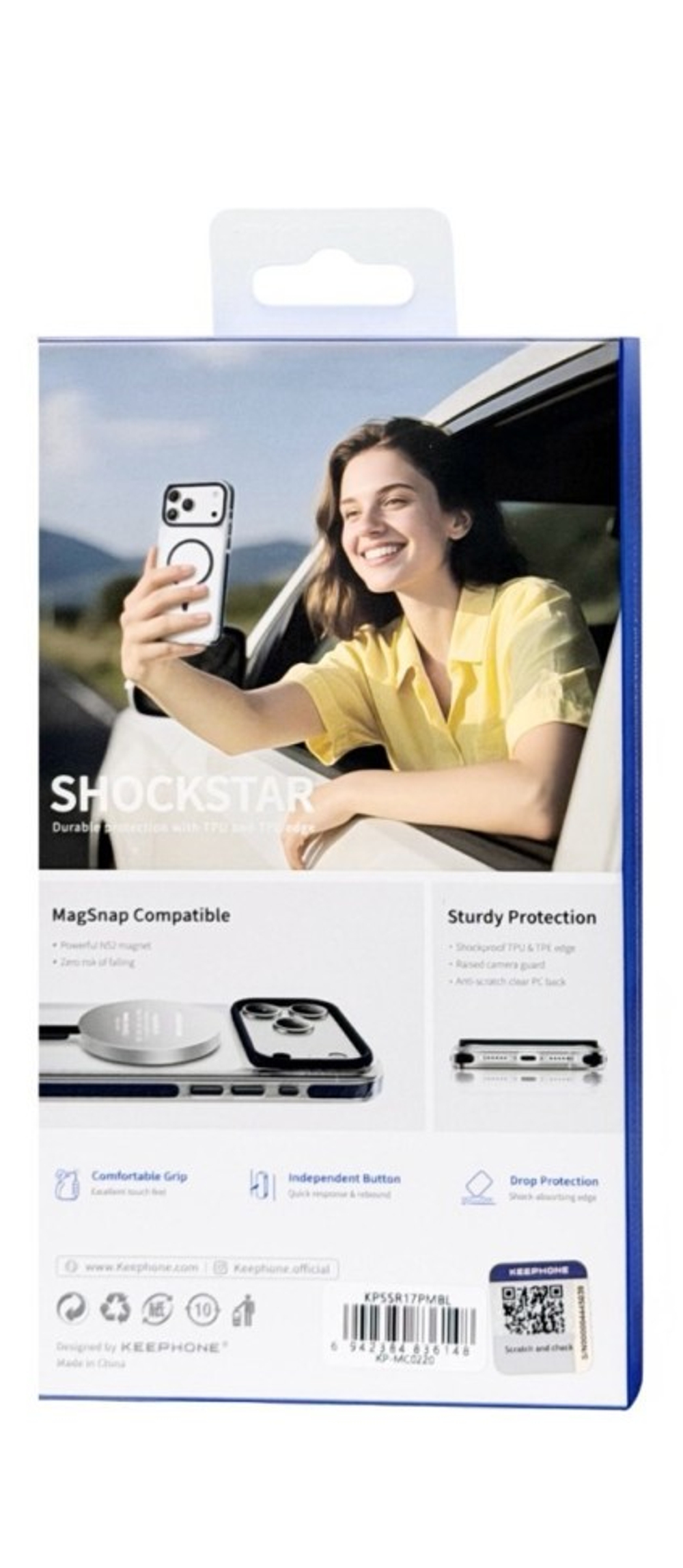 Накладка для i-Phone 17 Pro max Keephone Shockstar MagSnap сине-прозрачный