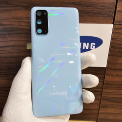 Крышка для Samsung S20 - стеклянная панель "хорошее качество" (голубого цвета)