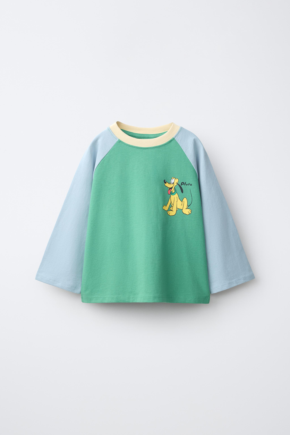ZARA ФУТБОЛКА С РУКАВАМИ РЕГЛАН И ПРИНТОМ PLUTO ©DISNEY, НАСЫЩЕННЫЙ ЗЕЛЕНЫЙ
