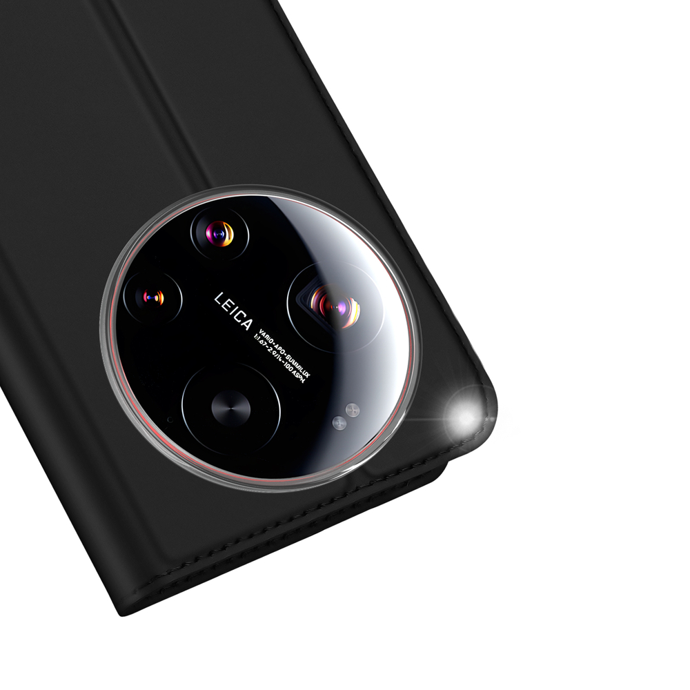 Чехол книжка черного цвета из кожи для Xiaomi 17 Ultra, серия Skin Pro Series от Dux Ducis
