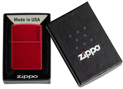 Зажигалка ZIPPO Logo с покрытием Candy Apple Red, латунь/сталь, красная, глянцевая, 38x13x57 мм, шт