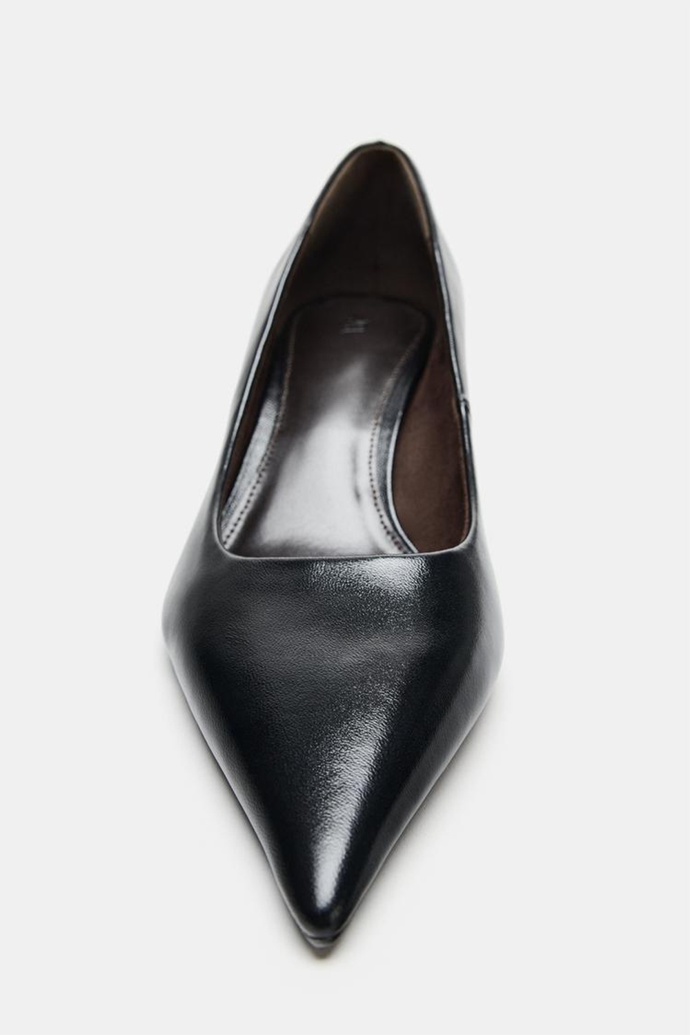 ZARA КОЖАНЫЕ ТУФЛИ НА КАБЛУКЕ, ЧЕРНЫЙ
