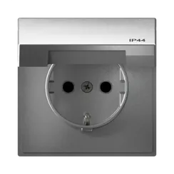 Розетка с крышкой Systeme Electric ArtGallery Aqua Алюминий, самозажимные клеммы GAL440346S
