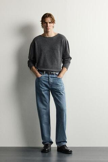 ZARA ДЖИНСЫ STRAIGHT FIT УДЛИНЕННЫЕ, ВЫЦВЕТШИЙ СИНИЙ