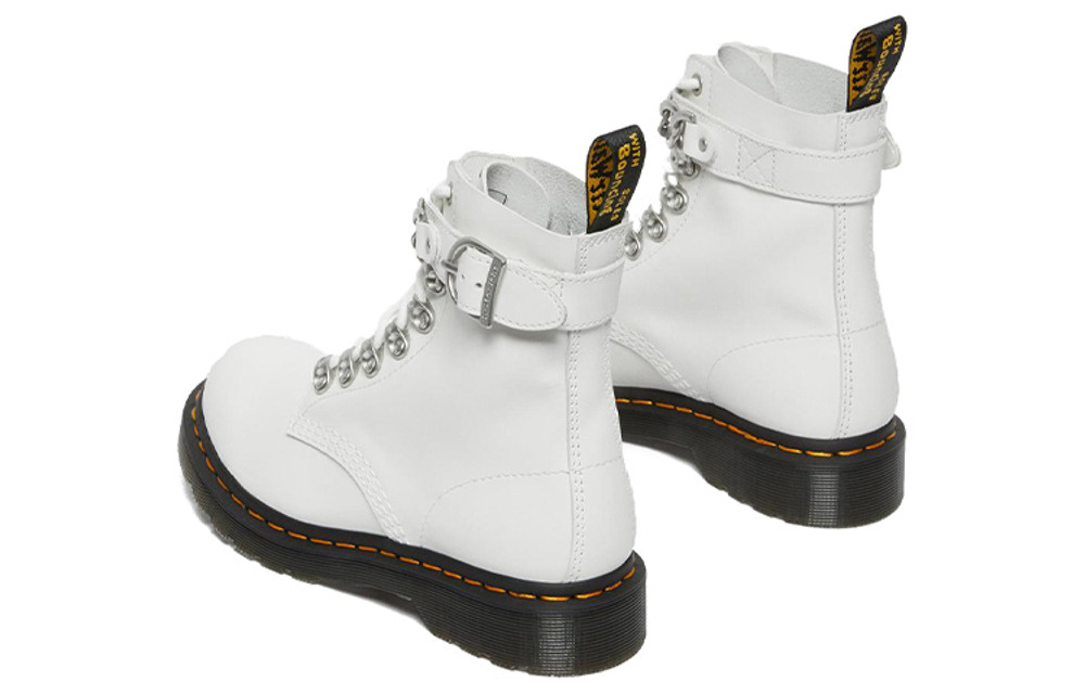 Dr. Martens 1460 Pascal Chain Leather Lace Up Boot "White" Women"s