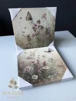 Панно на стену для декора спальни/коридора "Бабочки" 2 штуки 30x30x2.5 см Nuvole di Stoffa