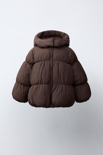 ZARA СТЕГАНАЯ КУРТКА WATER REPELLENT, КОРИЧНЕВЫЙ