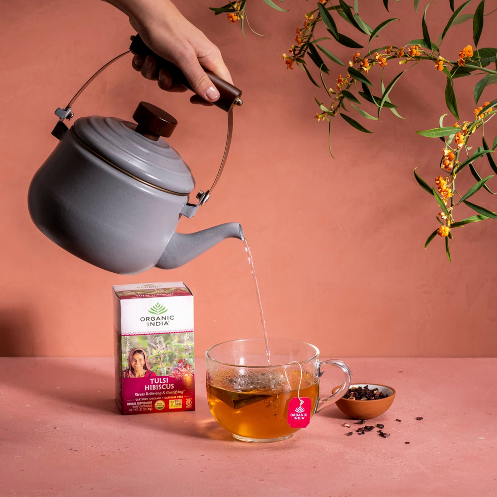 Organic India, Tulsi Tea, гибискус, без кофеина, 18 пакетиков для заваривания, 36 г (1,27 унции)
