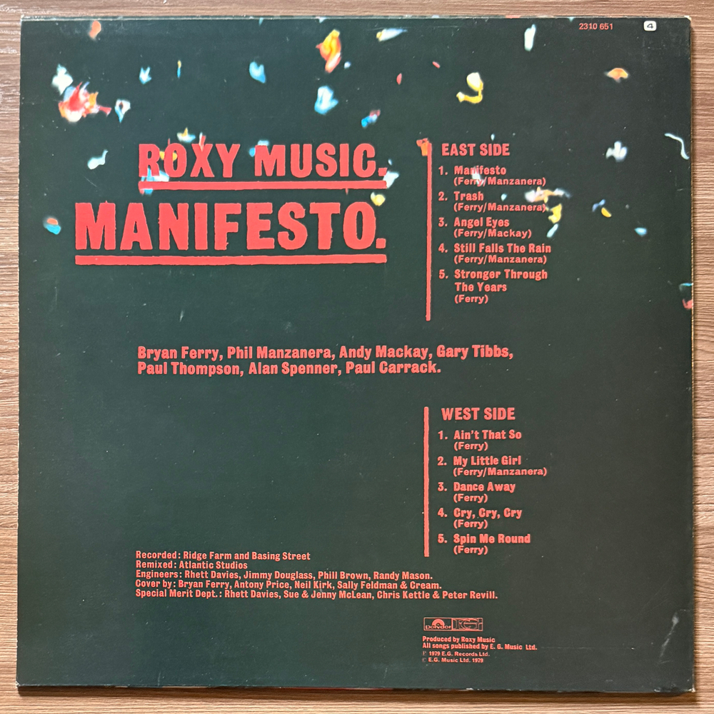 Roxy Music ‎– Manifesto (Скандинавия 1979г.)