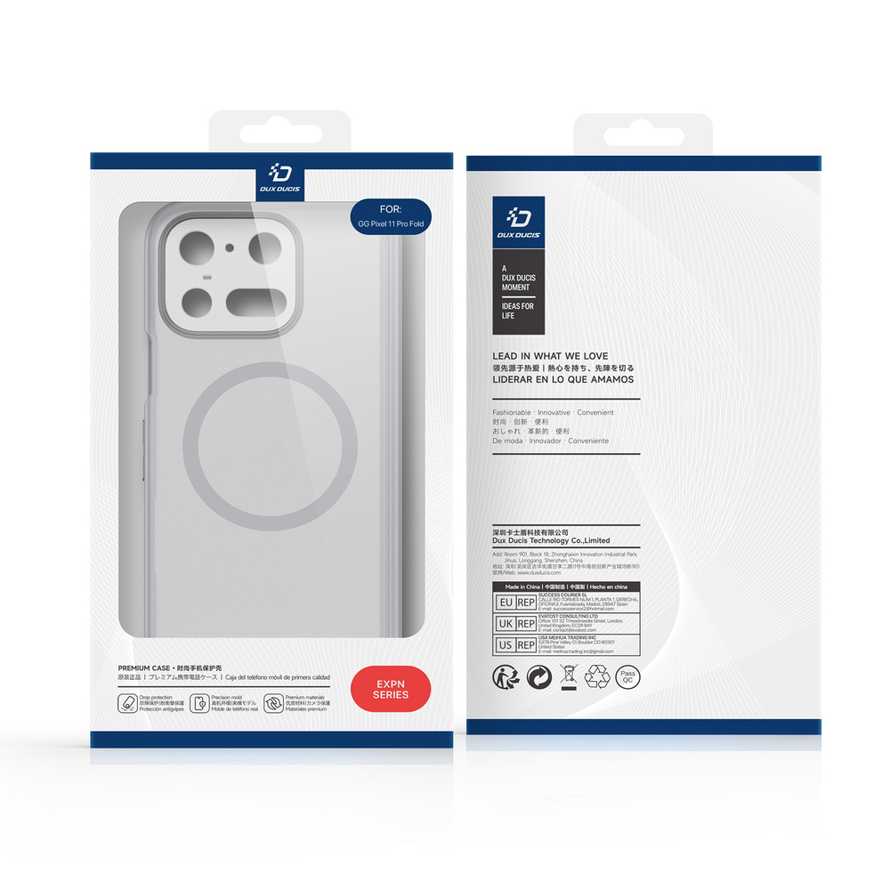 Усиленный чехол с рамками серого цвета и с MagSafe для Google Pixel 11 Pro Fold, серия Expn Series Magnetic от Dux Ducis