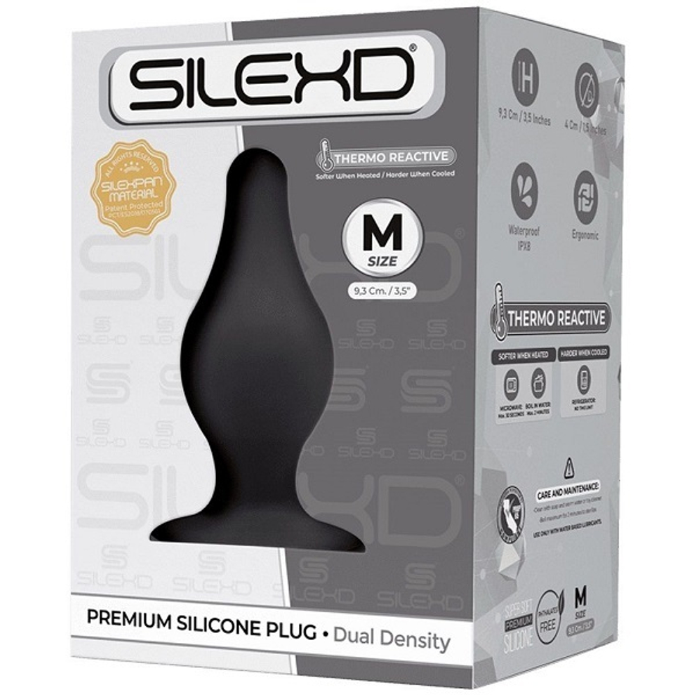 Черная анальная пробка 9,3см SilexD Premium Silicone Plug Size M Model 2