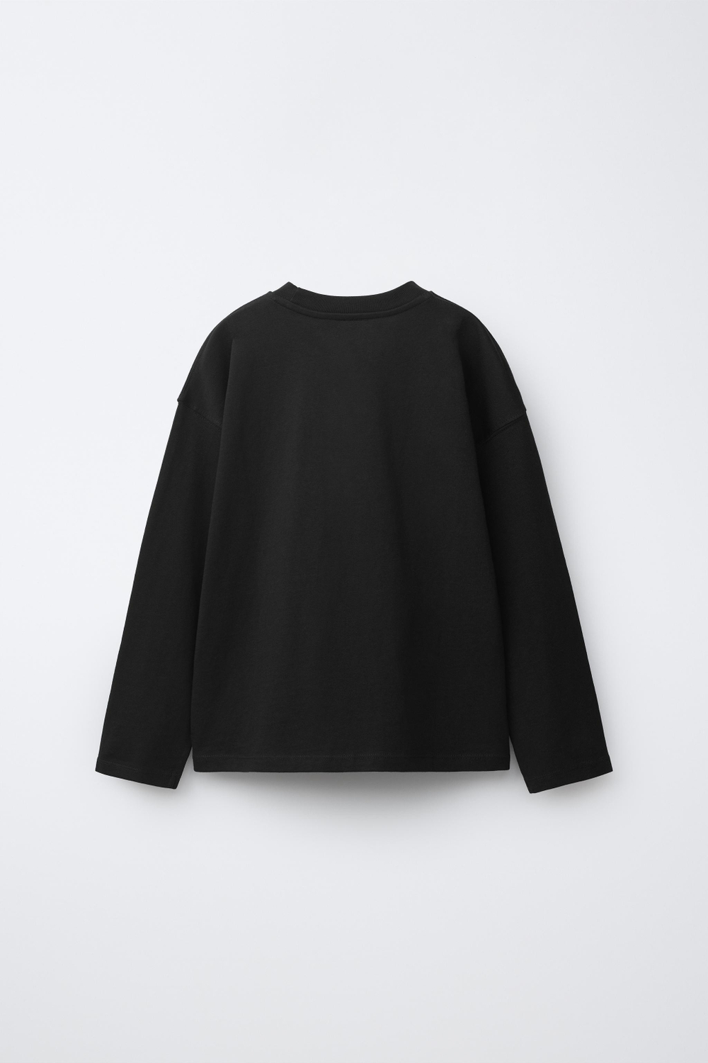 ZARA ОДНОТОННЫЙ ЛОНГСЛИВ, ЧЕРНЫЙ