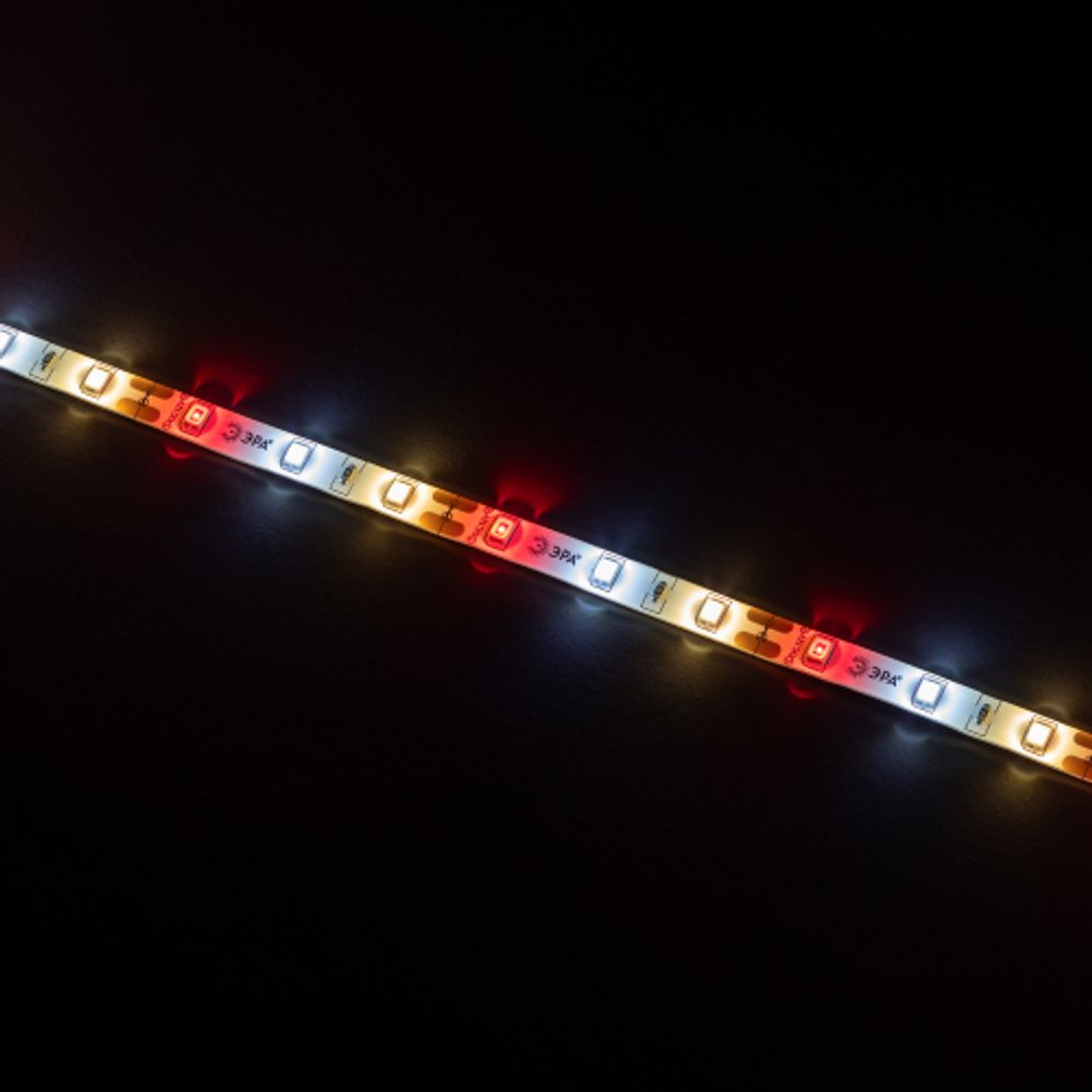 Светодиодная лента для растений ЭРА FITO-Strip Light-Rа90-300LED-5m-12V-IP65 полного спектра 5м IP65 с адаптером 12В | Светодиодные ленты для растений