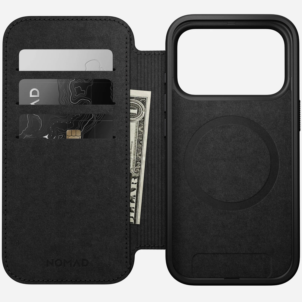 Чехол-книжка Nomad Modern Leather Folio кожаный с картхолдером для iPhone 17 Pro Black