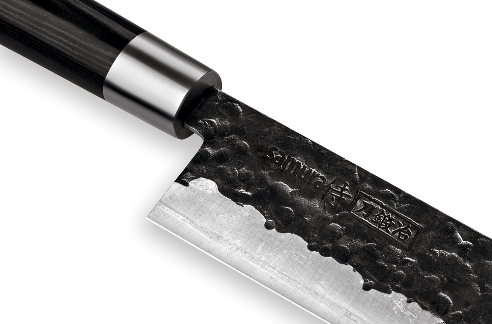 Нож кухонный Накири 16.8см, гвоздичное масло и салфетка Samura Blacksmith