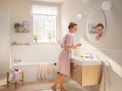Смеситель для раковины Hansgrohe Rebris S 110, на 3 отверстия, со сливным 72530000