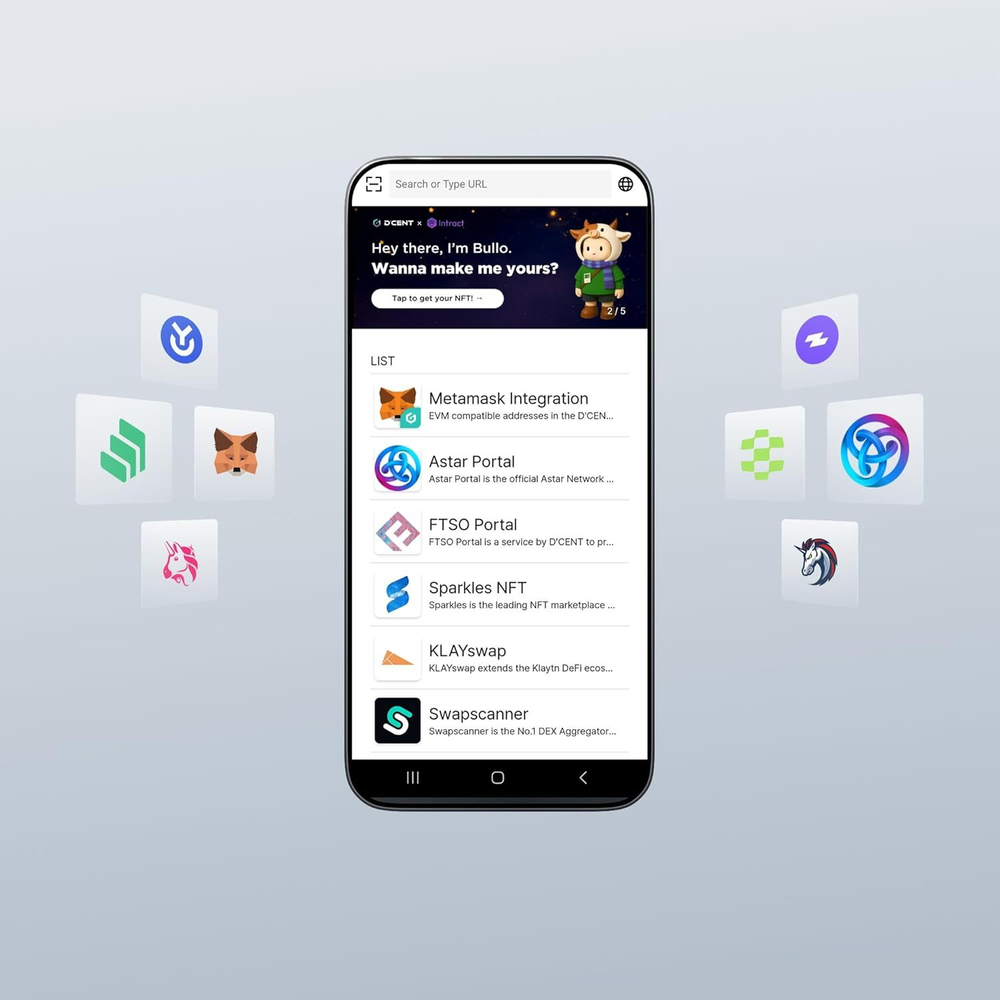 D'CENT Biometric Wallet — Биометрический аппаратный кошелек с Bluetooth Холодное хранилище для Bitcoin, Ethereum, XRP, Solana и других активов