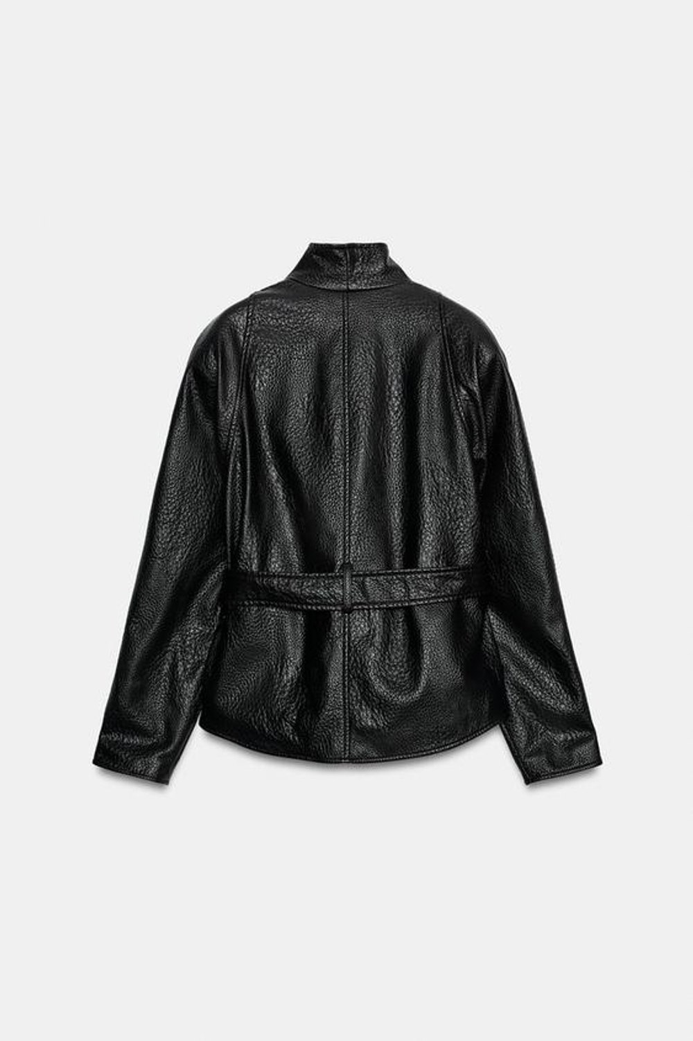 ZARA КУРТКА ИЗ ИСКУССТВЕННОЙ КОЖИ С ПОЯСОМ — ZW COLLECTION, ТЕМНО-КОРИЧНЕВЫЙ
