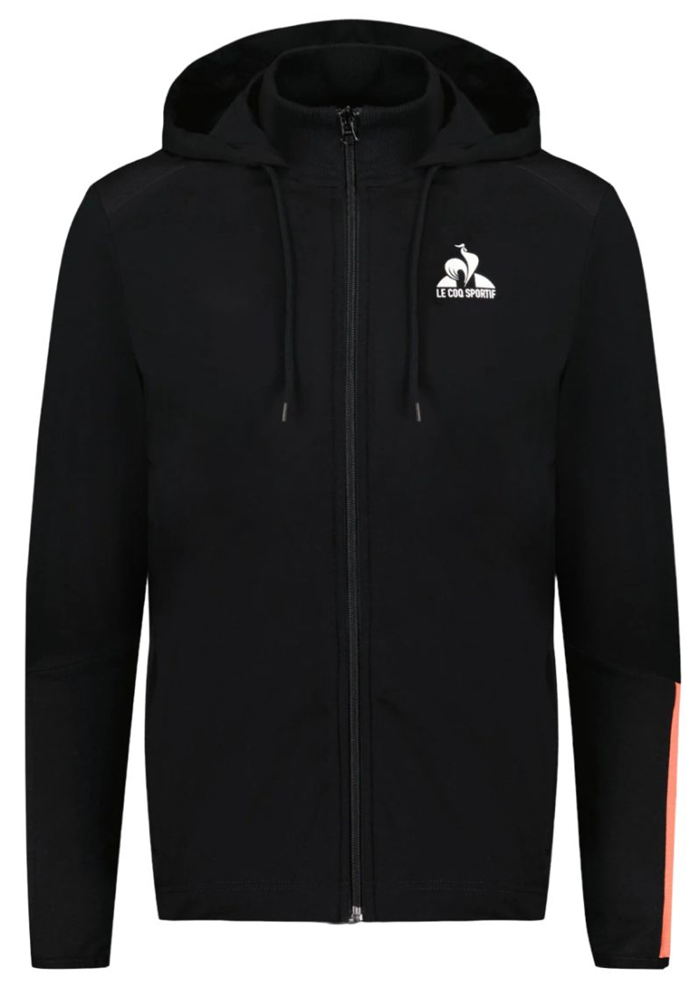 Мужская теннисная толстовка Le Coq Sportif Training SP Full Zip Hoody N°2 M - black/orange perf