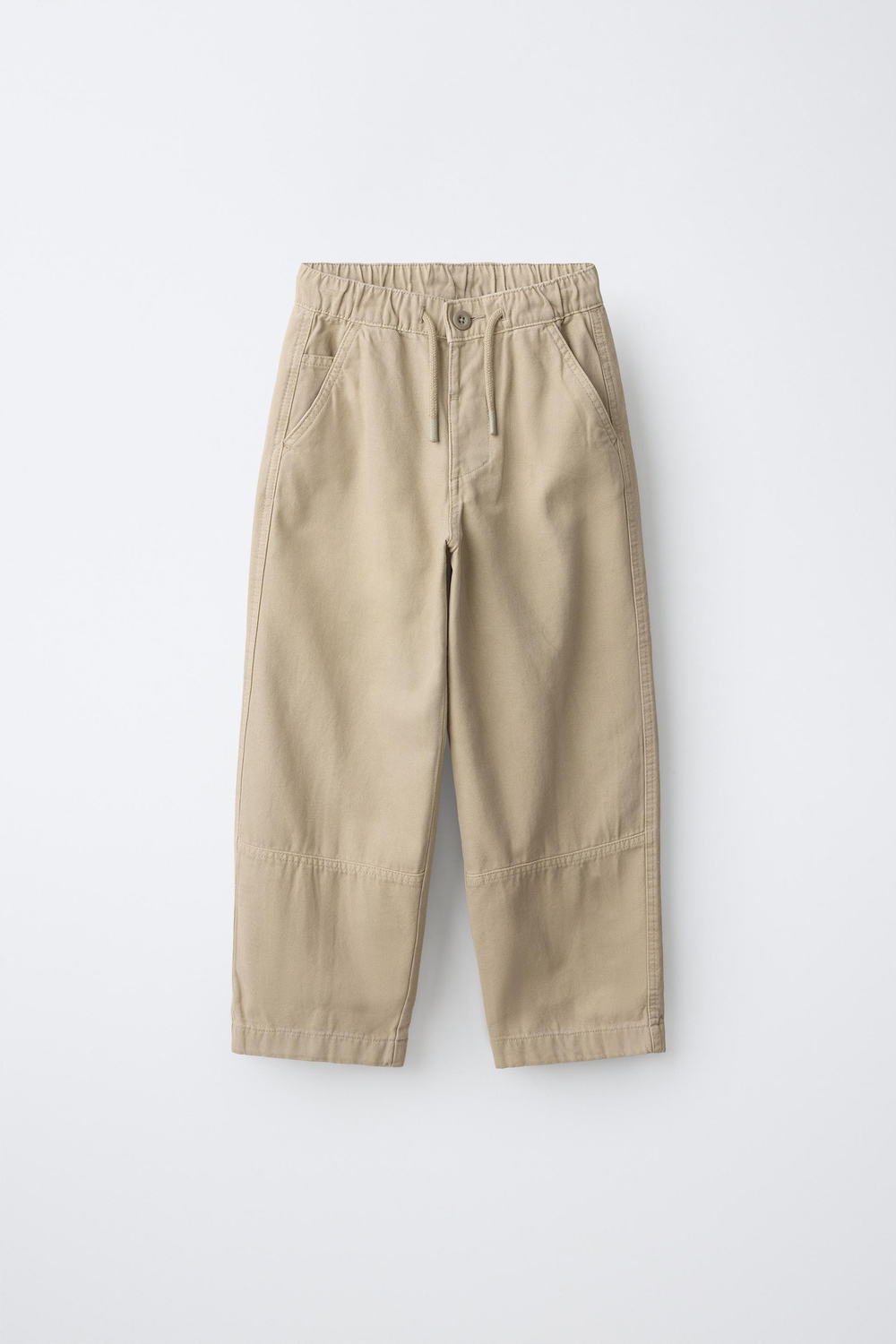 ZARA БРЮКИ БЭГГИ ИЗ КАНВАСА, ПЕСОЧНЫЙ