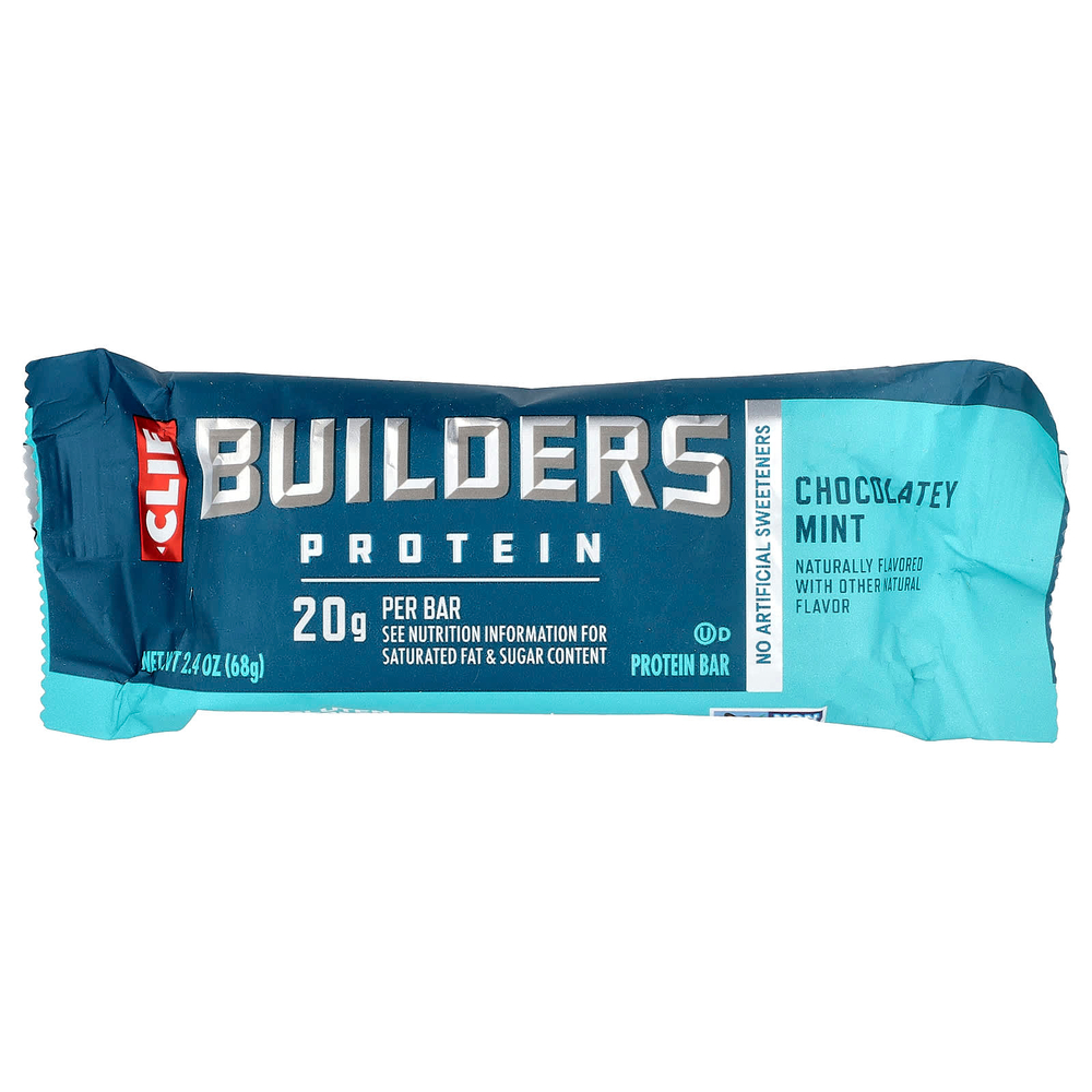 Clif Bar, Builders Protein Bar, Chocolatey Mint, 6 Bars, 2.4 oz (68 g) Each