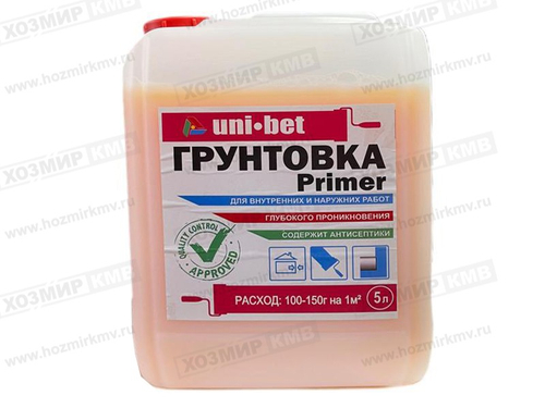 (UNI-bet) грунтовка акриловая для внутренних и наружных работ 5л Праймер (содержит антисептики)