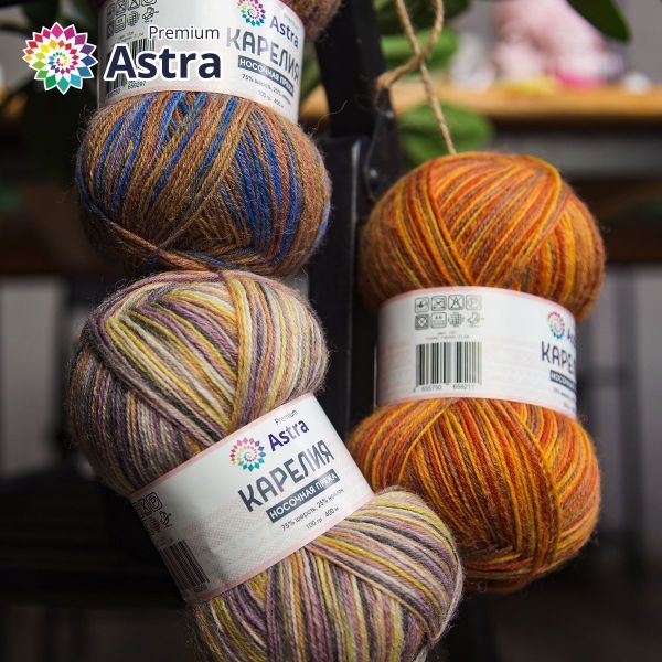Пряжа Astra Premium (Астра Премиум) Карелия носочная (Karelia sock) / уп.2 мот. по 100 г, 400 м, 1005