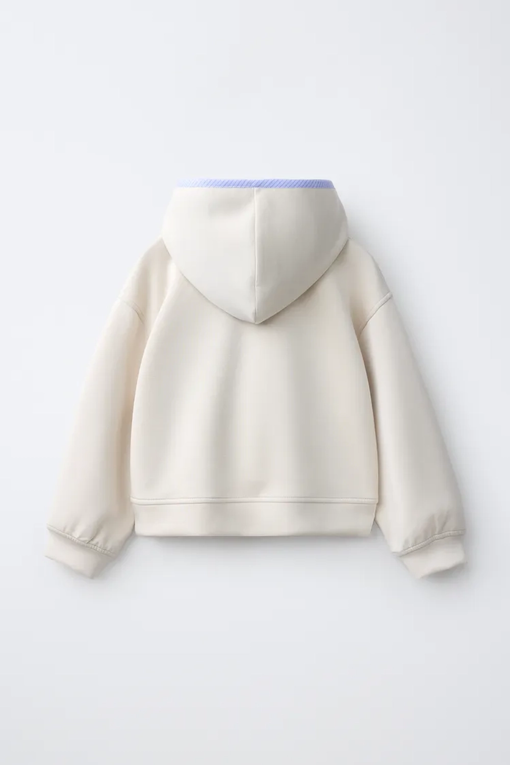 ZARA СПОРТИВНАЯ КУРТКА С КАПЮШОНОМ И ПОЛОСКАМИ, ЭКРЮ