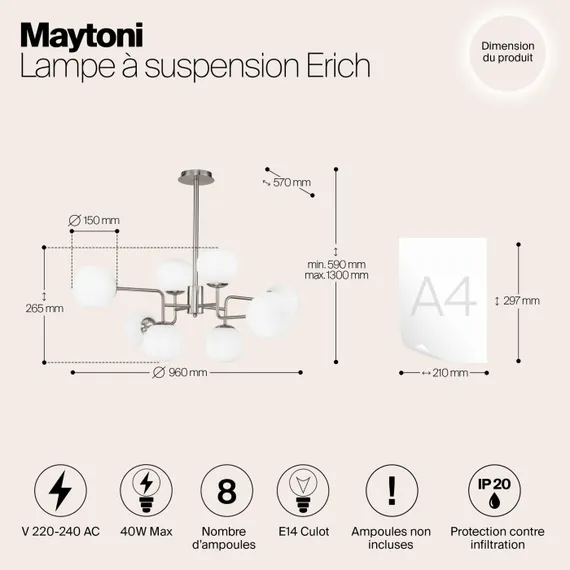 Потолочная люстра Erich MOD221-PL-08-N Maytoni