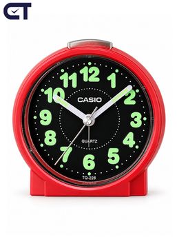 CASIO TQ-228-4D настольные часы-будильник — красный корпус и чёрный циферблат