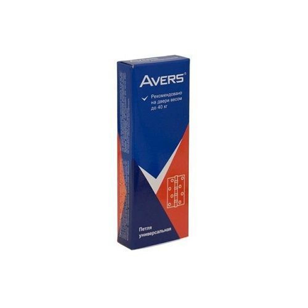 Петля дверная универсальная AVERS 100x70x2,5-B4 W/NIS белый/никель (1 шт)