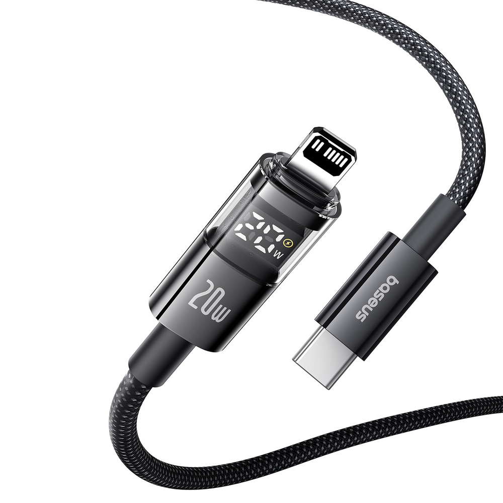 USB-C - Lightning Кабель Baseus Display 2 Charging+Data 20W 1-2m - Cosmic Black