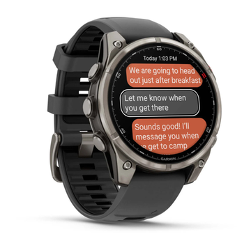 Умные часы Garmin Fenix 8 PRO,47 мм, AMOLED Сапфир, титан с графитовым/черным силиконовым ремешком
