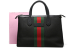 GUCCI Leather Canvas With Leather Canvas Bag, Tote Bag, Shopping Bag, Crossbody Bag, Handbag Large Men"s Black