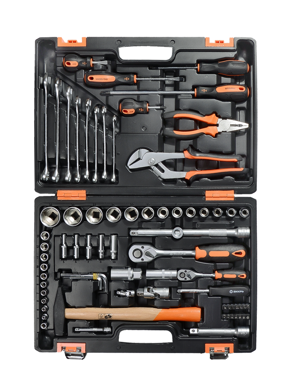 Набор инструментов, 1/2", 1/4", CrV, пластиковый кейс 76 предмета Вихрь