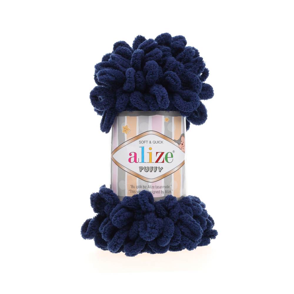 Пуффи (Puffy) пряжа Alize 100%микрополиэстер 5х100г/9,2 м 58 т.синий