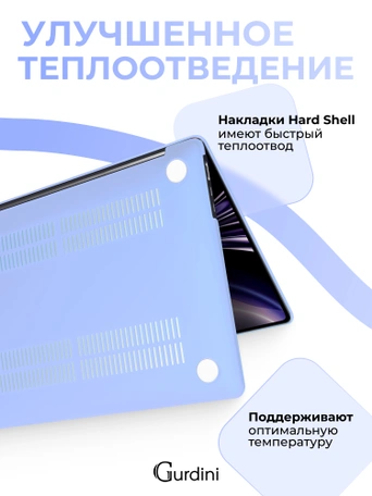 Чехол пластиковый Gurdini для Macbook Air 15" 2023 (A2941) Matte Series Sky Blue