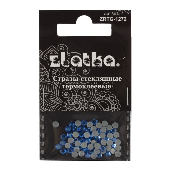Стразы клеевые стекло 3.2 мм, 360 шт, SS12 №05 синий (Sapphire), Zlatka ZRTG-1272