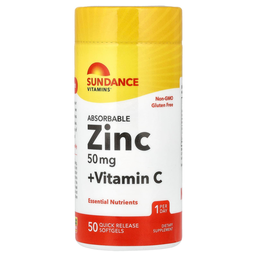 Sundance Vitamins, цинк и витамин C, 50 капсул быстрого высвобождения