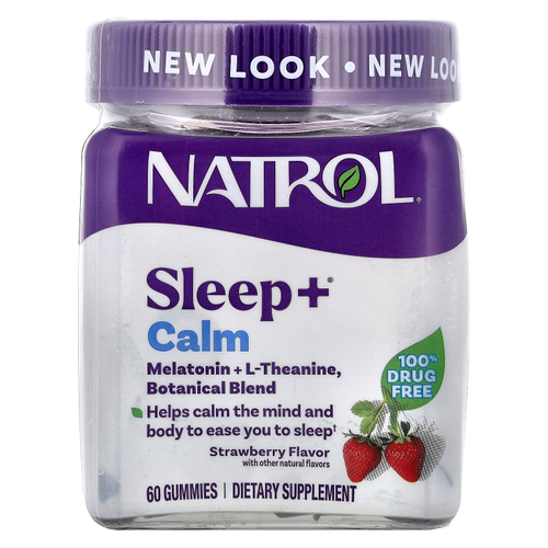 Natrol, Calm, жевательные мармеладки для сна+®, со вкусом клубники, 60 жевательных конфет