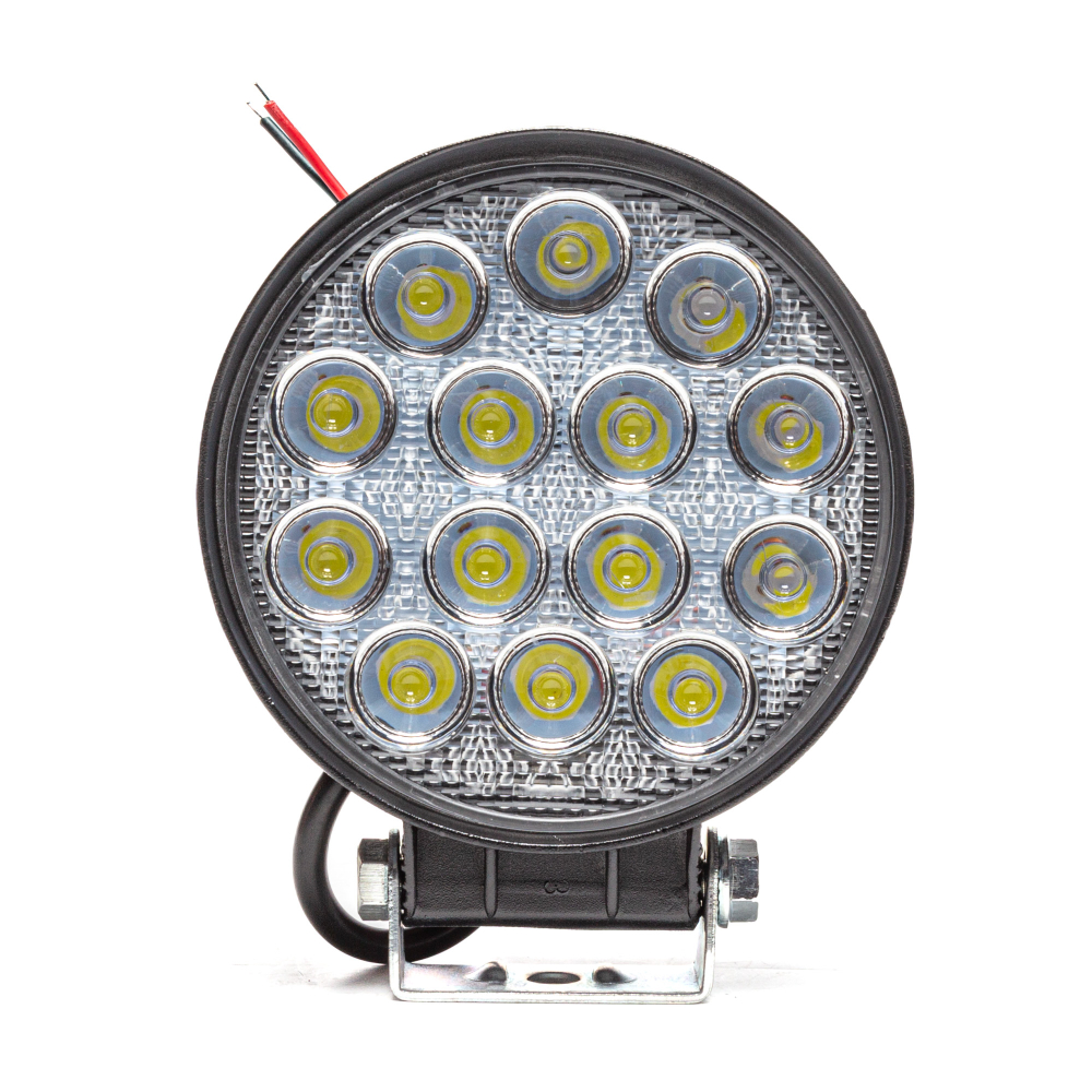 AE42R-14LED-42PC Фара светодиодная дополнительная, круглая 115*42*142, рассеянный свет, 14 диодов, крепление по центру, 42 Вт, 10-30 В
