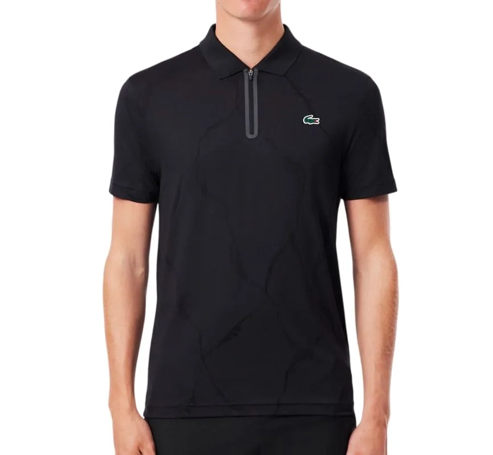 Мужское теннисное поло Lacoste Ultra Dry Jacquard Crocodile Tennis - black