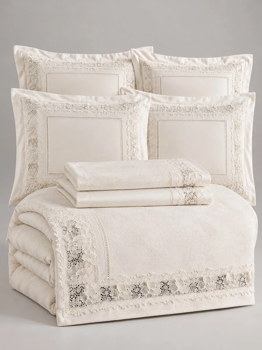 Gelin Home КПБ 6 пр. PRENSES кремовый цвет пододеяльник 200*220, простынь 240*260, наволочки 50*70 2шт, декоративные наволочки 50*70 2шт GLNN574