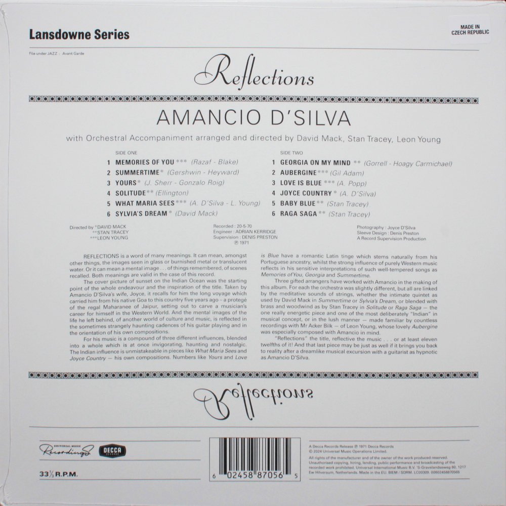Amancio D'Silva / Reflections (The Romantic Guitar Of Amancio D'Silva) (Clear Vinyl)(LP)