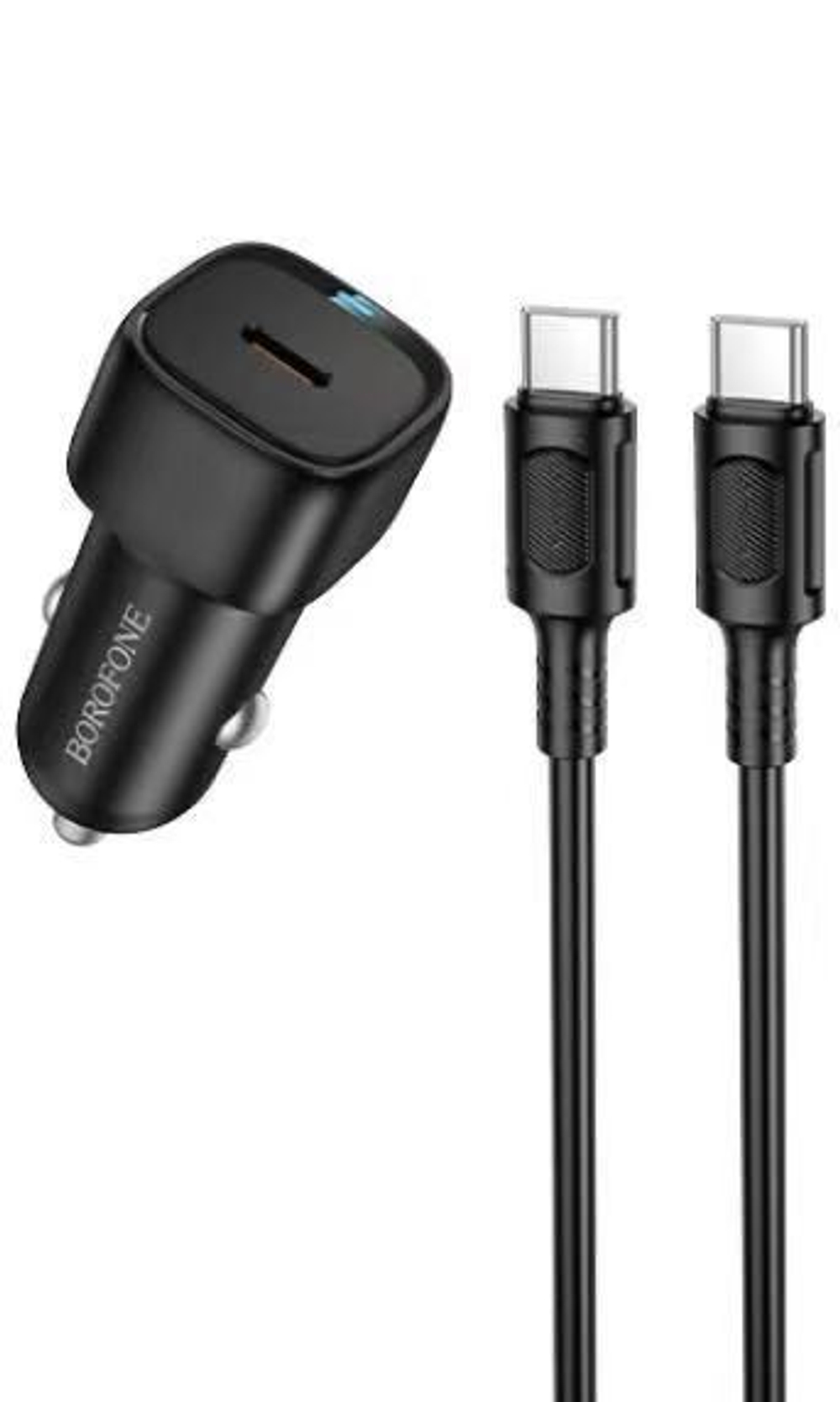 Автомобильное заряд. устр. Borofone BZ34A 1C с кабелем Type-C на Type-C 20W черное